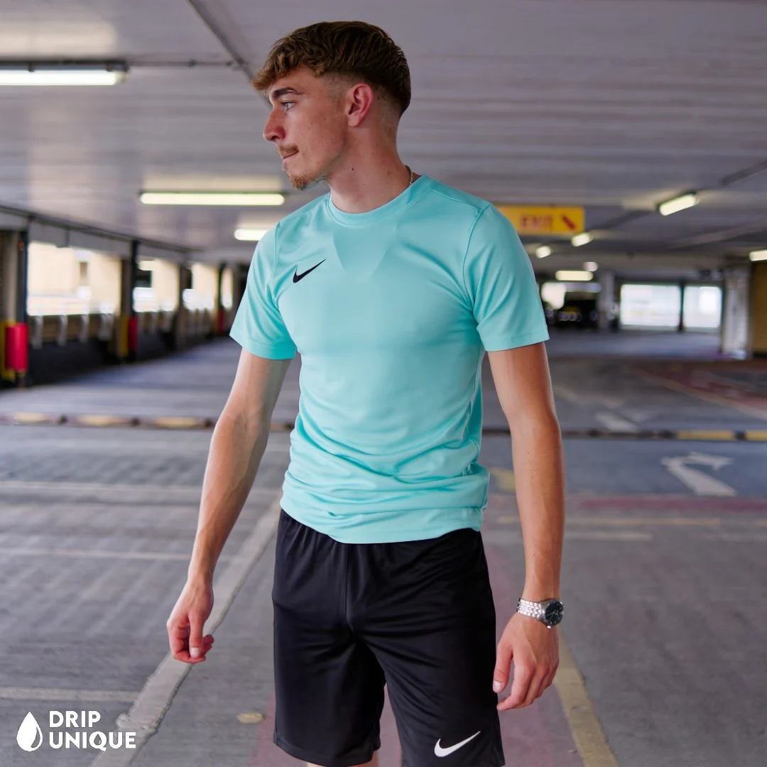 Nike Dri-Fit T-Shirt Turquoise Blue & Black Dri-Fit Shorts Set - Image 4