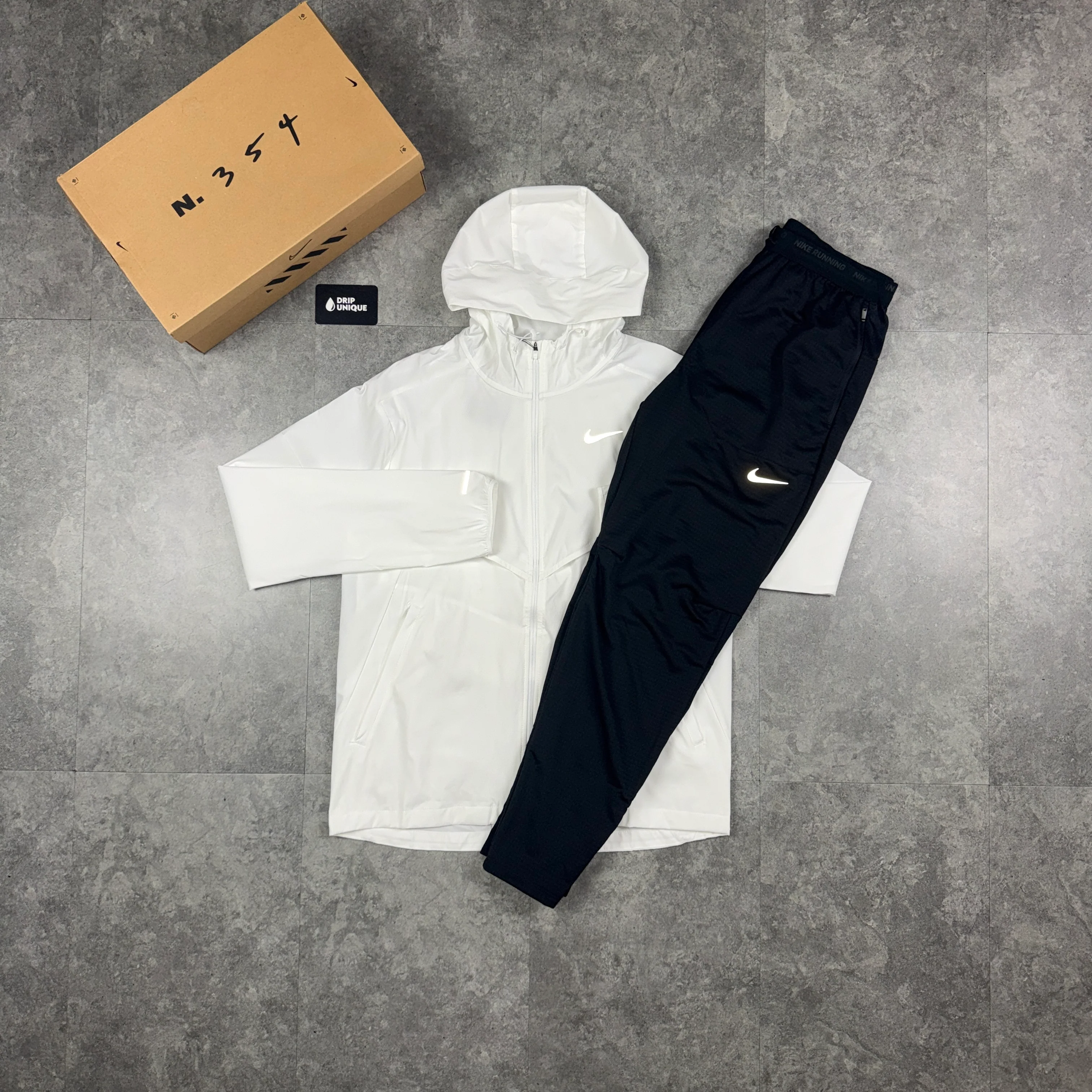 Nike UV Windrunner Jacket Ice White & Black Nike Phenom Pants Set - Image 8
